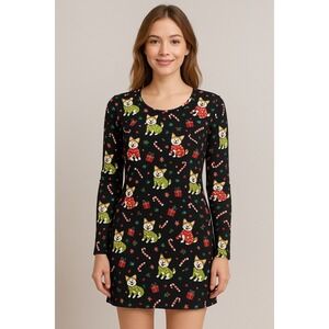 Boutique Corgi Candy Cane Christmas‎ Dress Novelty Women's Medium RILEY & JAMES